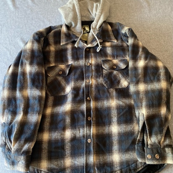 Field and Stream Plaid Flannel Jacket with Hood Mens XL Quilted - Picture 1 of 12